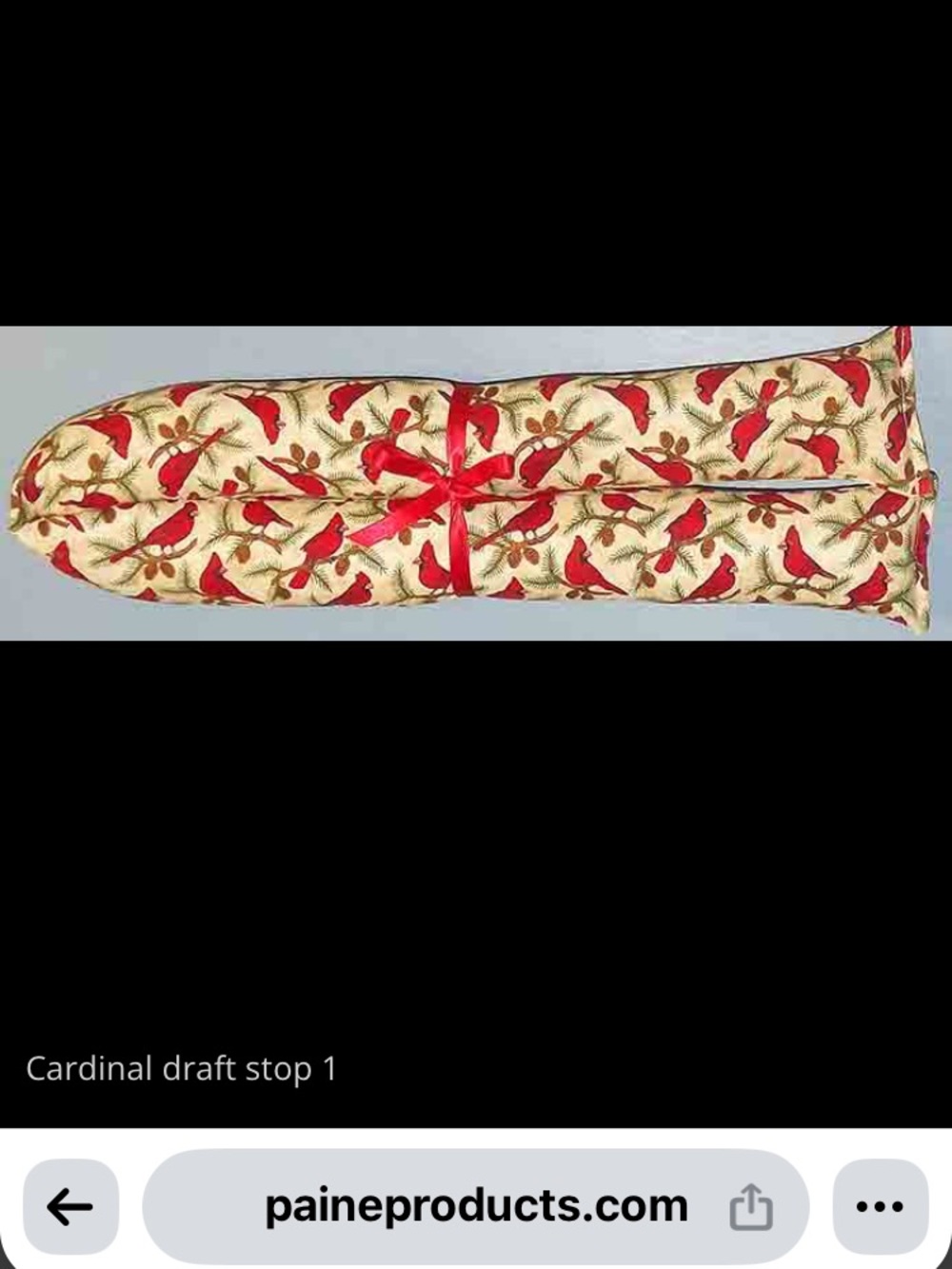 Cardinal Print Balsam Draft Stopper - Red on Cream.  New. In package